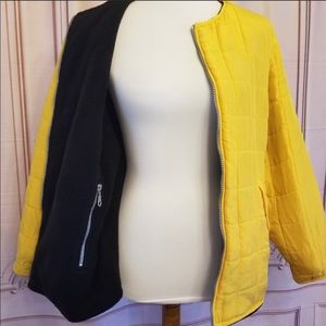 Silk Yellow Black Reversible Fleece Women’s Jacket